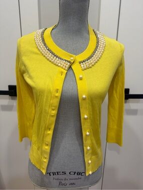 kate spade Yellow Pearl-Trim Cardigan